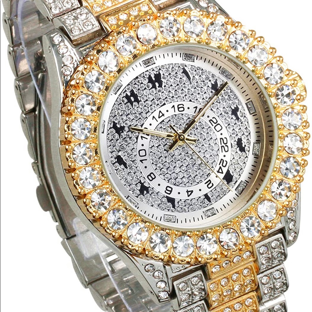 New bling silver/gold two tone  44MM men’s big face watch